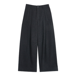 pusumede 冬日出街 杏色高腰阔腿弯刀裤女宽松显瘦休闲拖地长裤