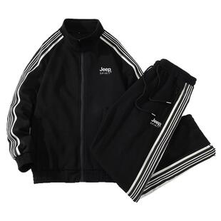 JEEP SPIRIT吉普开衫外套男款春季新款青少年纯棉卫衣长裤两件套