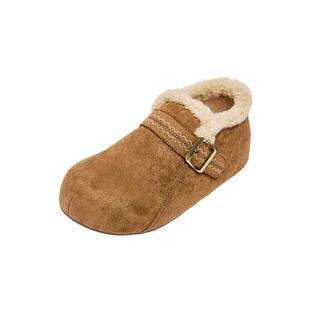 三福女毛毛鞋冬季韩系休闲民俗绣线温暖圆头勃肯鞋女鞋849747