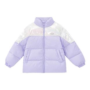 笛莎童装女童羽绒服冬季新款儿童外套时尚亮面三防面包服立领短款