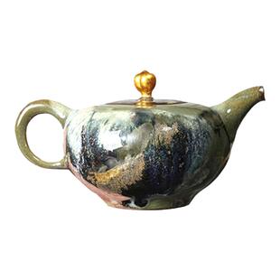 中国台湾省陶艺家江玗手工钧窑窑变茶壶复古钧釉泡茶壶具陶胎茶壶