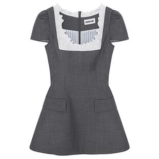 【SHUSHUTONG】蕾虎甜美千金木耳边短袖连衣裙百搭秋冬气质女裙子