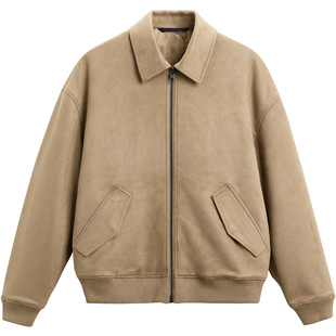 柜529!秋冬男装宽松仿麂皮绒翻领夹克6318302棉服厚外套6318/302