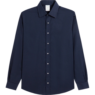 [易打理]Brooks Brothers/布克兄弟男士25秋冬新品纯色宽距领衬衫