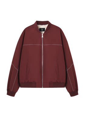 XWI欣未都市通勤内里仿兔毛棒球服外套女春季撞色线小众设计上衣
