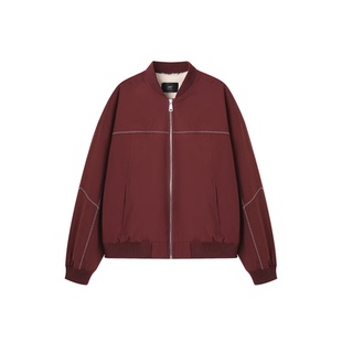 XWI欣未都市通勤内里仿兔毛棒球服外套女春季撞色线小众设计上衣