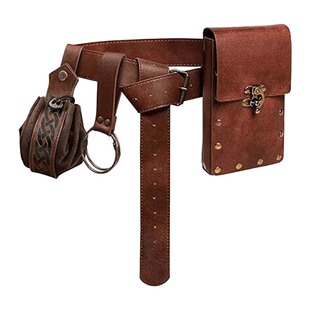 中世纪维京骑士皮革腰带套装cosplay道具复古风金属扣腰封四件套