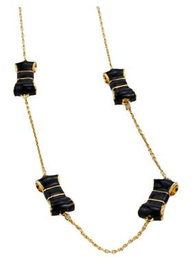 珐琅釉彩蝴蝶结项链毛衣链女