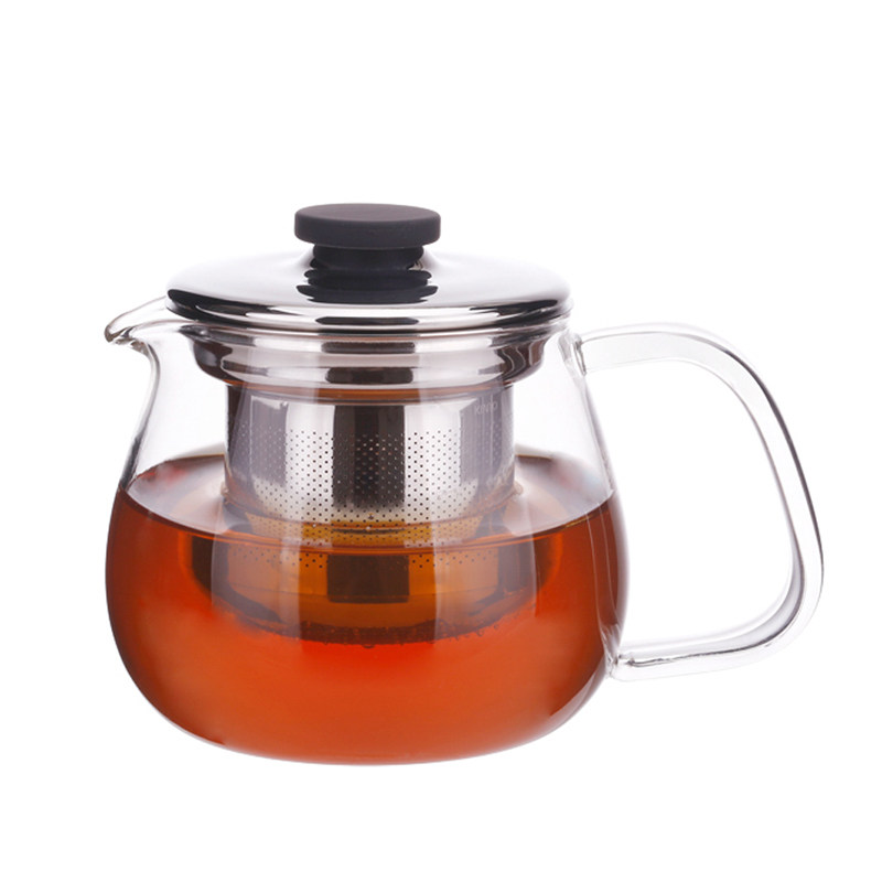 利快日本进口耐热玻璃带两用茶壶