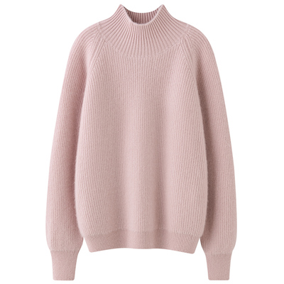 慕琳珊慵懒风半高领羊绒衫女毛衣