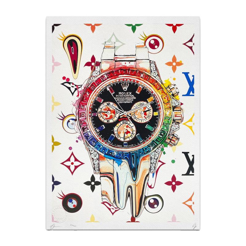DeathNYC亲笔签名限量版画《劳力士LV印花》正品保真 带装裱