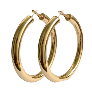 欧美9CM大直径铜合金圆圈大耳环 粗圆管圆形超大耳环耳圈女