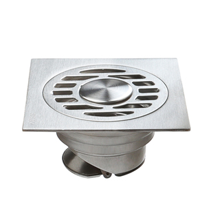 304不锈钢浴室大排量地漏75管防臭10cm方形阳台室外3寸管接洗衣机