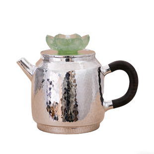 纯银时代青莲泡茶壶纯银999手工银壶精致莲花摘简约茶壶家用120ml