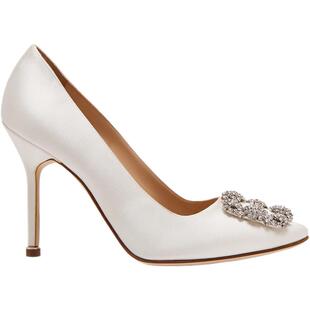 【礼物】MANOLO BLAHNIK玛诺洛/MB女鞋HANGISI钻扣高跟婚鞋