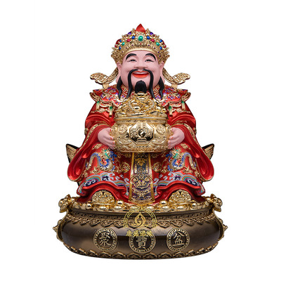 树脂财神爷聚宝盆神像摆件