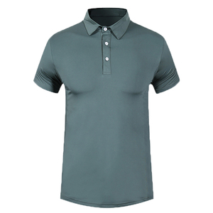 紧身弹力polo衫肌肉速干教练服男纯色翻领透气绿色光板运动短袖衣