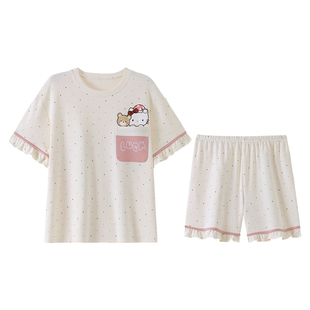 2026夏款女童睡衣纯棉短袖薄款卡通可爱中大童母女亲子家居服套装