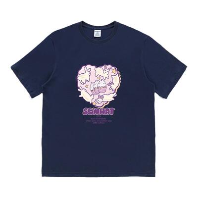 藏青色正肩t恤女ins潮短袖夏装女