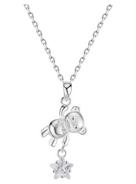 足银999摘星小熊项链女