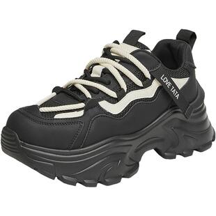 龙运当头Tata他她黑色厚底老爹鞋女炸街运动鞋女2024春新GDJ02AM4