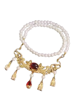 璎珞背云流苏汉服项链新中式马面裙配饰品明制古风汉服珍珠配饰女