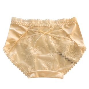 4条装法式缎面性感蕾丝网纱内裤女生2025新款夏季薄款女士三角裤