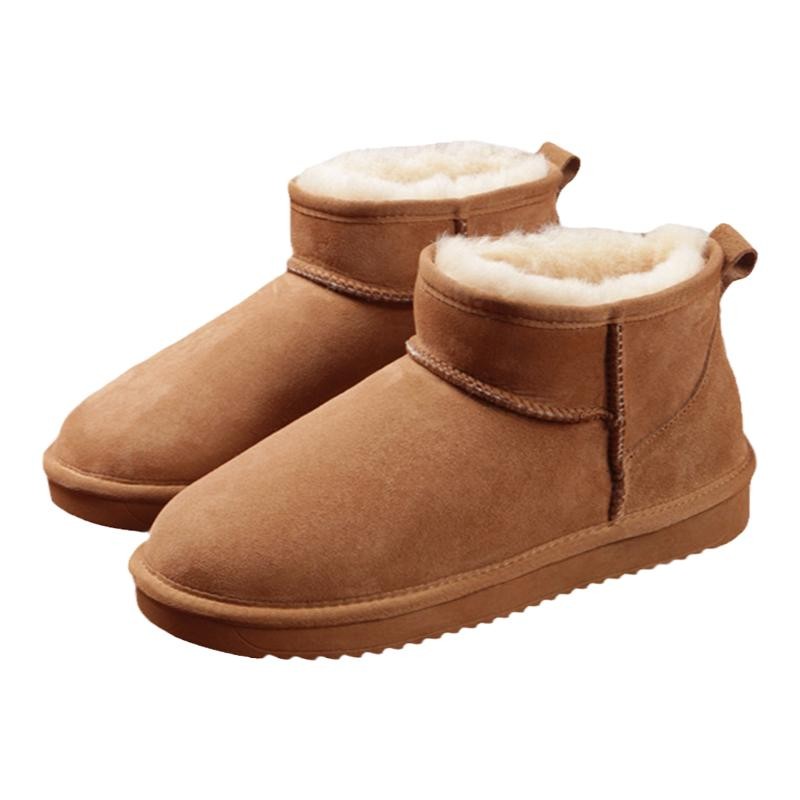 羊皮毛一体男女低帮一脚蹬雪地靴