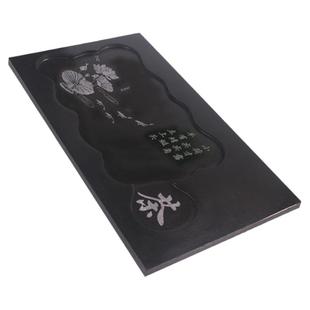 天然乌金石茶盘嵌入式茶盘面板茶盘家用客厅茶台配件荷花茶光面