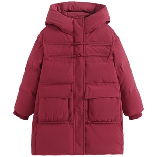 女童羽绒服冬季2026新款洋气儿童冬装白鸭绒国风中长款新年外套潮