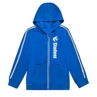济南市历下区校服春秋运动服小学生红色蓝色反光条连帽衫长袖上衣