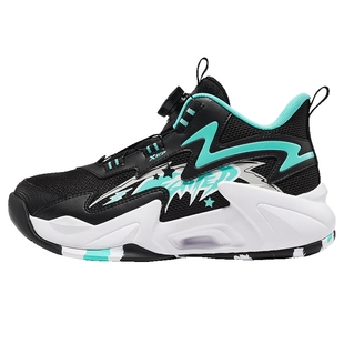 特步童鞋冬季新款男童中大童运动旋转扣中帮防滑耐磨儿童篮球鞋