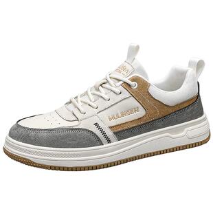 木林森男鞋2026年新款春季休闲运动厚底耐磨板鞋复古皮面防水潮鞋