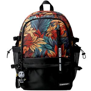 TRUFFLEF树叶大容量双肩包男初中生高中书包女户外旅行包电脑背包