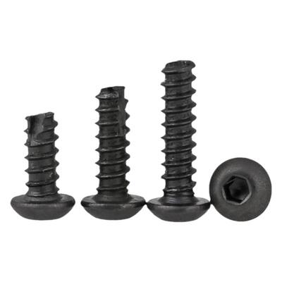 黑色加硬半圆头内六角自攻螺丝钉割尾螺丝M2 M2.6*6x8x10x12x14mm