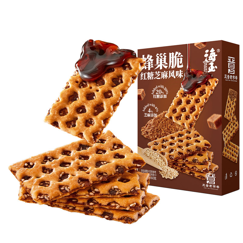 海玉蜂巢脆红糖焦糖酥脆夹心饼干