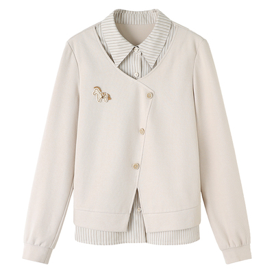 亦白百搭衬衫拼接假两件卫衣女