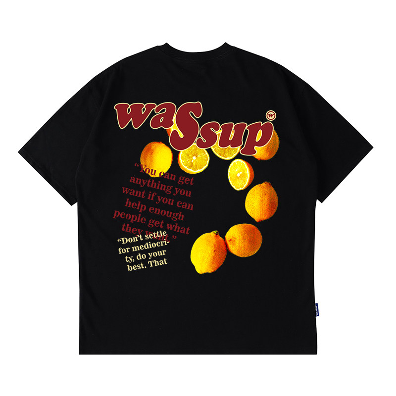 WASSUP橘子短袖字母T恤男