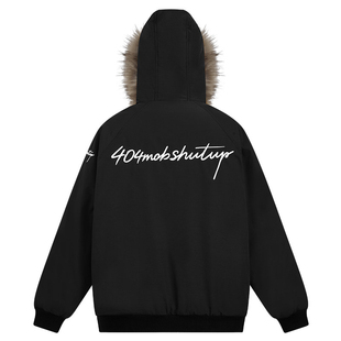 404MOB美式复古可拆卸毛领派克服男冬季防水刺绣加厚保暖情侣棉服