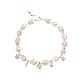 Amber Lollipop淡水珍珠项链女款巴洛克字母吊坠轻奢颈链Wish系列