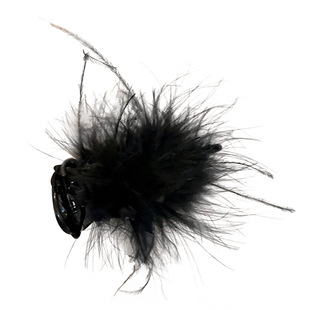 高端黑色丸子头羽毛抓夹高级感不掉毛女蓬松毛毛发夹鲨鱼夹子头饰