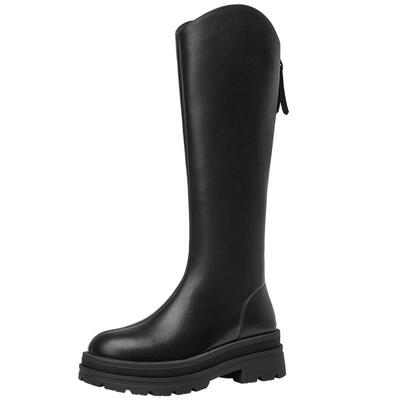 骑士靴时尚休闲粗跟高跟后拉链