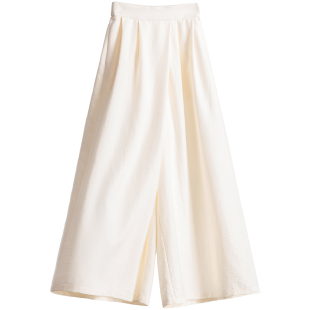 软糯裙裤子女装2026春夏秋新款阔腿长裤气质高级松弛风松紧腰米色