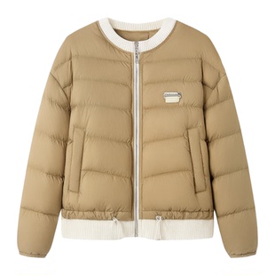 鸭鸭羽绒服女25冬季新款厚款短款时尚休闲百搭保暖90鸭绒圆领外套