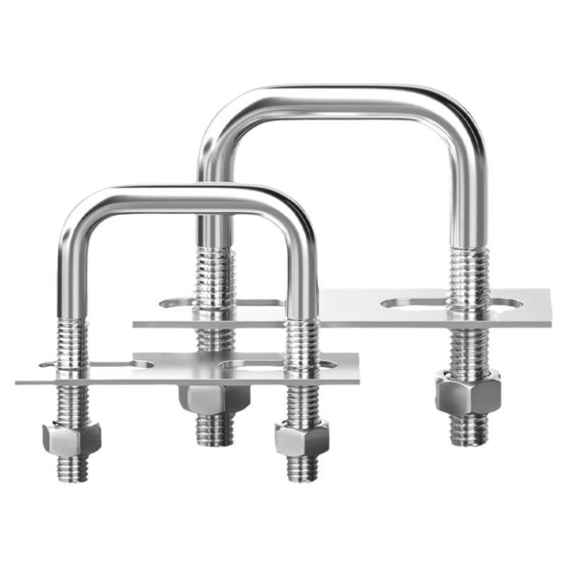 304不锈钢方型卡直角卡U型螺栓直角螺丝U形方卡管卡方管夹管抱箍