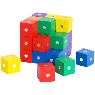 儿童磁性正方体教具六面磁铁磁力方块数学几何立方体益智积木玩具