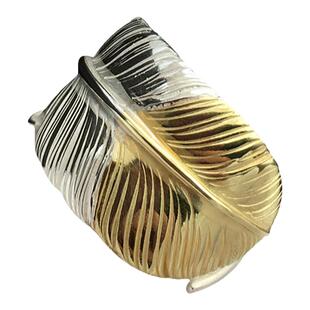 银创鹫见太郎TaroWashimi先金羽毛戒指s925纯银18K金情侣对戒男女