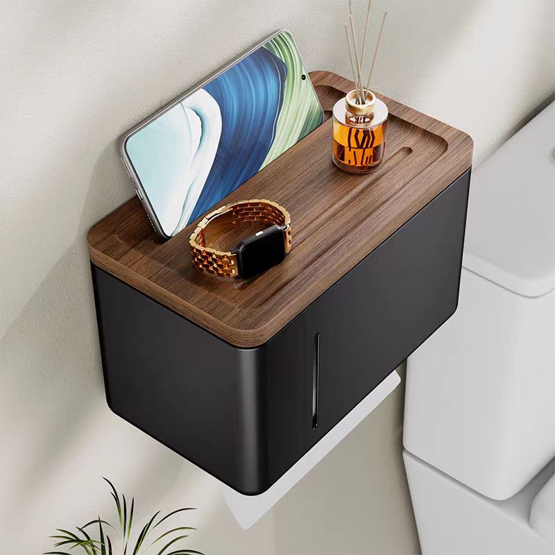 胡桃木卫生间纸巾盒壁挂式厕所手纸抽卷纸架免打孔置物架实木收纳