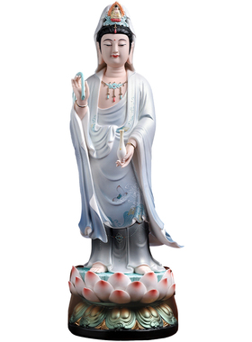 陶瓷观世音菩萨佛像摆件家用供奉