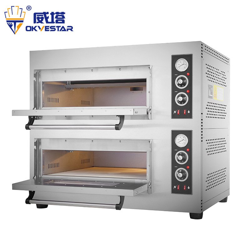 商用燃气披萨烤箱液化气天然气两层比萨烤炉500度石板节能商用